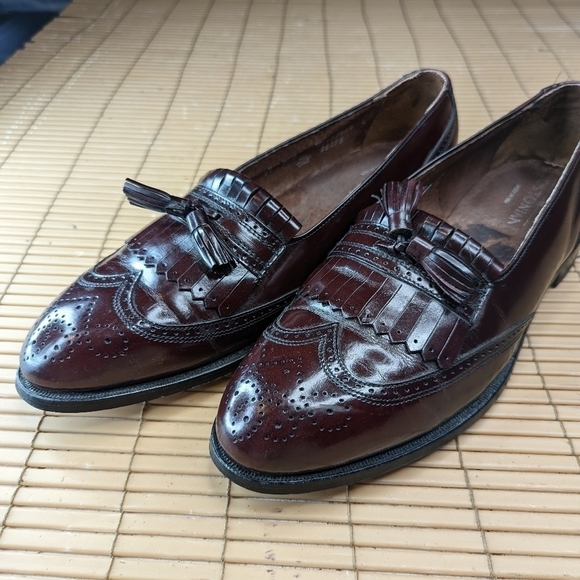 Bostonian USA Made Burgundy Leather Kilt Tassel Slip On Loafers Shoes Men\'s 11D